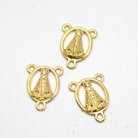 Salve Rainha de Metal / 20x15mm - Nossa Senhora Aparecida (unidade) - Dourado