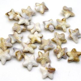 Conta Plástica Mesclada / 20x22mm - Estrela com Furo Passante (10 gramas) - Bege 