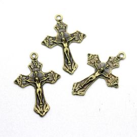 Crucifixo de Metal / 35x24mm - Cristo (Unidade)-Ouro Velho