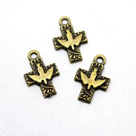 Cruz de Metal / 24x15mm - Pomba da Paz (unidade)-Ouro Velho