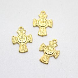 Cruz de Metal / 23x17mm - Pomba da Paz (unidade)-Dourado
