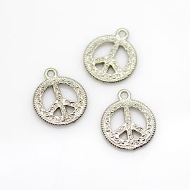 Pingente de Metal / 19x16mm - Símbolo da Paz - Níquel (unidade)