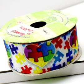 Fita de Gorgorão N°09 / 38mm - Autismo - Coração (1 metro)