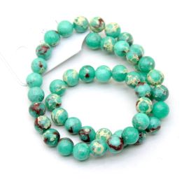 Fio de Pedra Natural / 8mm - Bola - Jaspe (Aprox.: 48 unidades) - Verde