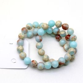 Fio de Pedra Natural / 8mm - Bola - Jaspe (Aprox.: 46 unidades) - Azul Claro