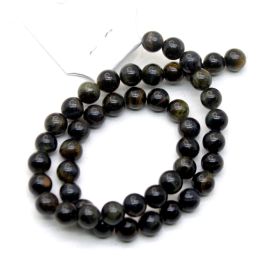 Fio de Pedra Natural / 8mm - Bola - Olho de Falcão (Aprox.: 47unidades)