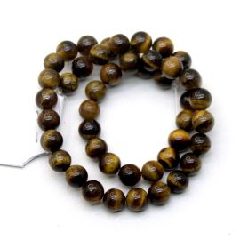 Fio de Pedra Natural / 8mm - Bola - Olho de Tigre (Aprox.: 46 unidades) 