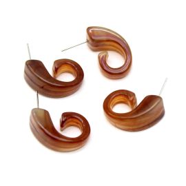 Pino de Brinco em Resina / 24x12mm - Mesclado - Curvado (1 PAR)