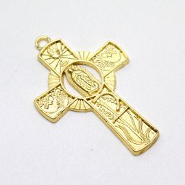 Crucifixo de Metal / 57x38mm - N.Senhora de Guadalupe (unidade) - Dourado 