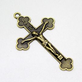 Crucifixo de Metal / 75x45mm - Cristo (Unidade)-Ouro Velho