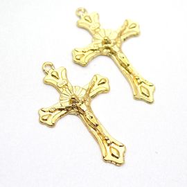 Crucifixo de Metal / 47x29mm - Cristo (Unidade)-Dourado
