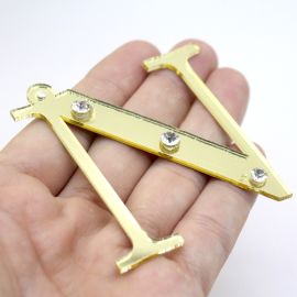 Pingente de Acrílico Espelhado / 6,5cm - Strass (unidade)-Dourado -N