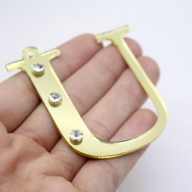 Pingente de Acrílico Espelhado / 6,5cm - Strass (unidade)-Dourado -U