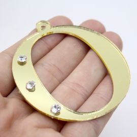 Pingente de Acrílico Espelhado / 6,5cm - Strass (unidade)-Dourado -O