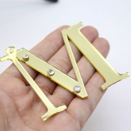 Pingente de Acrílico Espelhado / 6,5cm - Strass (unidade)-Dourado -M