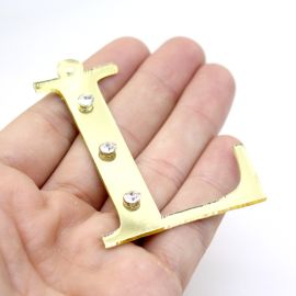 Pingente de Acrílico Espelhado / 6,5cm - Strass (unidade)-Dourado -L