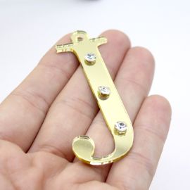 Pingente de Acrílico Espelhado / 6,5cm - Strass (unidade)-Dourado -J