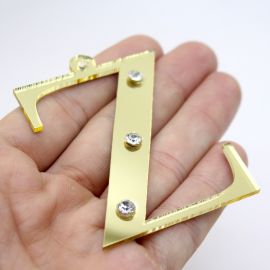 Pingente de Acrílico Espelhado / 6,5cm - Strass (unidade)-Dourado -Z