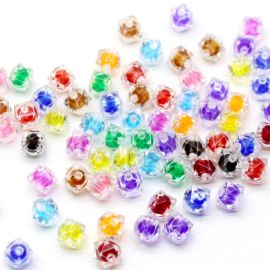 Conta de Acrílico  / Quadrado Facetado 10mm - Transparente com Miolo (10 gramas)