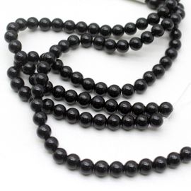 Fio de Pedra Natural / 8mm - Bola - Ônix (Aprox.: 48 unidades)