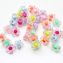 Mix Multicolorido / 8mm - Transparente com Miolo - Flor (10 gramas)