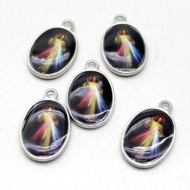 Medalha de Metal Resinado / 20x16mm - Jesus Misericordioso (Unidade) - Níquel