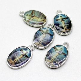 Medalha de Metal Resinado / 20x16mm - Jesus Crucificado (Unidade) - Níquel