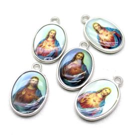 Medalha de Metal Resinado / 20x16mm - Sagrado Coração de Jesus (Unidade) - Níquel