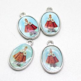 Medalha de Metal Resinado / 20x16mm - Menino Jesus (Unidade) - Níquel
