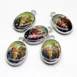 Medalha de Metal Resinado / 20x16mm - Sagrada Família (Unidade) - Níquel
