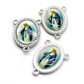 Salve Rainha de Metal / 20x15mm - Resinado - N.S das Graças  (Unidade) - Níquel