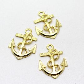 Pingente de Metal / 36x27mm - Âncora (Unidade)-Dourado