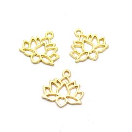 Pingente de Metal / 22mm - Flor de Lótus (Unidade) - Dourado