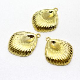 Pingente de Metal / 37x30mm - Concha (Unidade) - Dourado