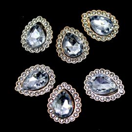 Aplique de Plástico /  21x27mm - Gota com Strass (unidade)