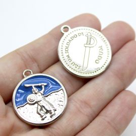 Pingente de Metal Níquel / 25mm - Umbanda - Ogum (Unidade) 