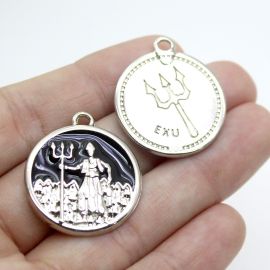 Pingente de Metal Níquel / 25mm - Umbanda - Exu (Unidade) 