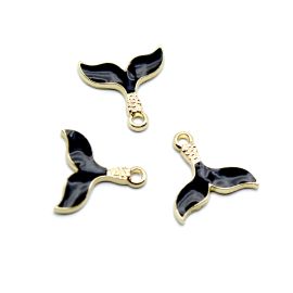 Pingente de Metal / 16x16mm - Rabo de Sereia (UNIDADE))-Dourado-Preto