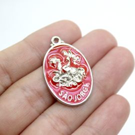 Pingente de Metal Níquel / 32x20mm - Umbanda - São Jorge (Unidade) 