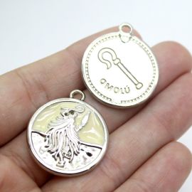 Pingente de Metal Níquel / 25mm - Umbanda - Omolú (Unidade) 