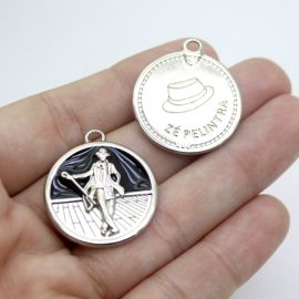 Pingente de Metal Níquel / 25mm - Umbanda - Zé Pelintra (Unidade) 