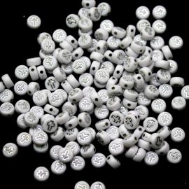 Conta Plástica / 7mm - Redonda Achatada - Branca (10 gramas)