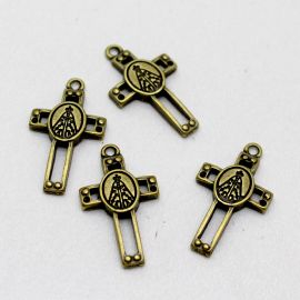 Crucifixo de Metal / 27x16mm - N. Senhora Aparecida (Unidade) - Ouro Velho