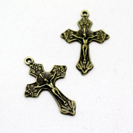 Crucifixo de Metal / 47x31mm - Cristo (Unidade)-Ouro Velho