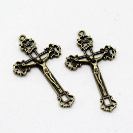 Crucifixo de Metal /51x29mm - Cristo (Unidade) - Ouro Velho