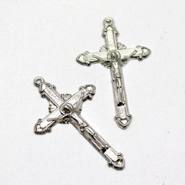 Crucifixo de Metal / 56x34mm - Cristo (Unidade) - Níquel