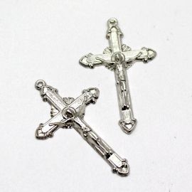 Crucifixo de Metal / 56x34mm - Cristo (Unidade)-Níquel