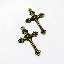 Crucifixo de Metal / 49x29mm - Cristo (Unidade)-Ouro Velho