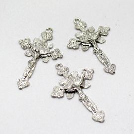 Crucifixo de Metal / 44x28mm - Cristo (Unidade)-Níquel