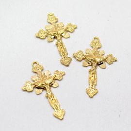 Crucifixo de Metal / 44x28mm - Cristo (Unidade)-Dourado